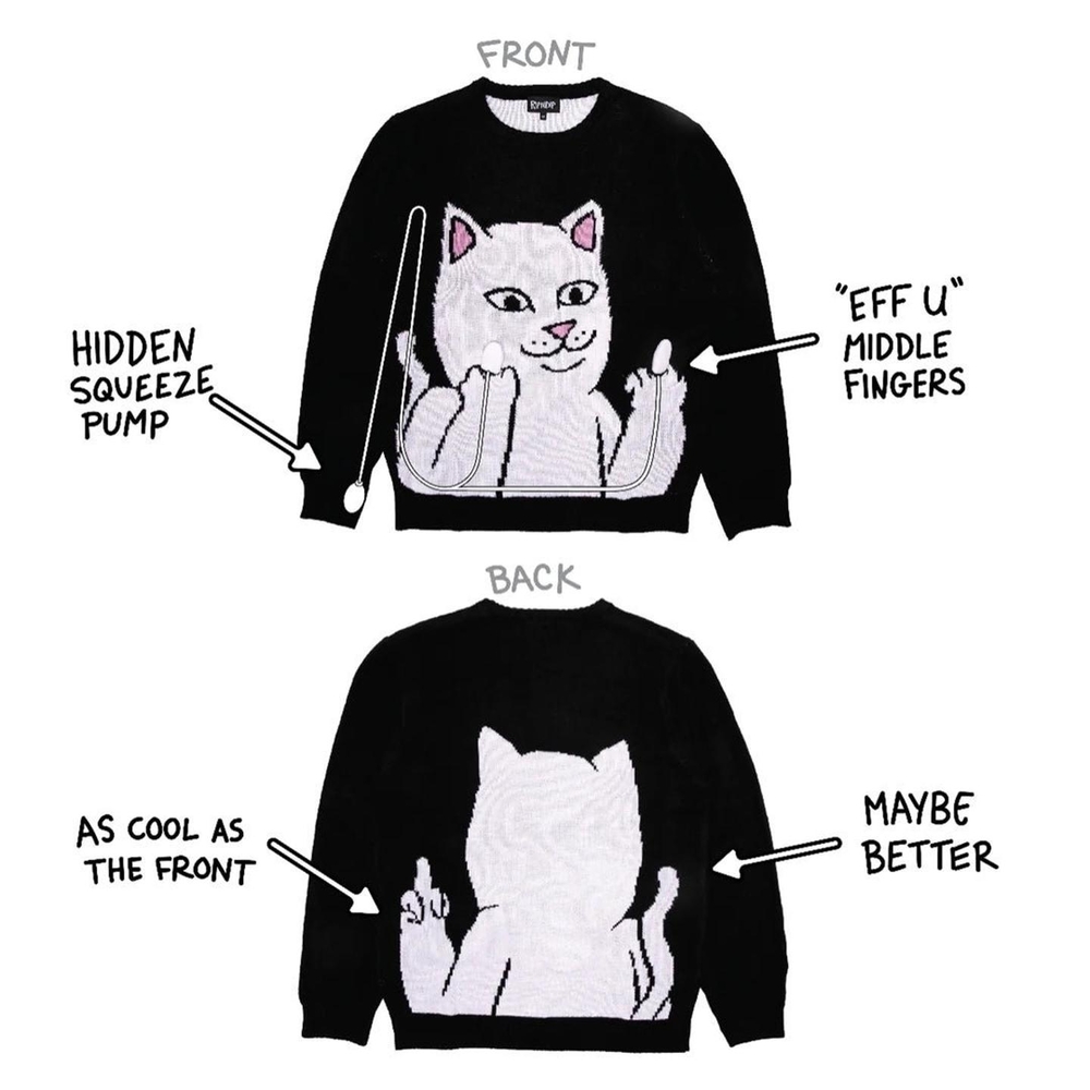 Ripndip Black Sweater with White and Pink Cat Design - Picture 6 of 6